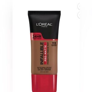 L'Oreal Paris Infallible Pro Matte Liquid Foundation Makeup, 113 Brown Suede,1fl
